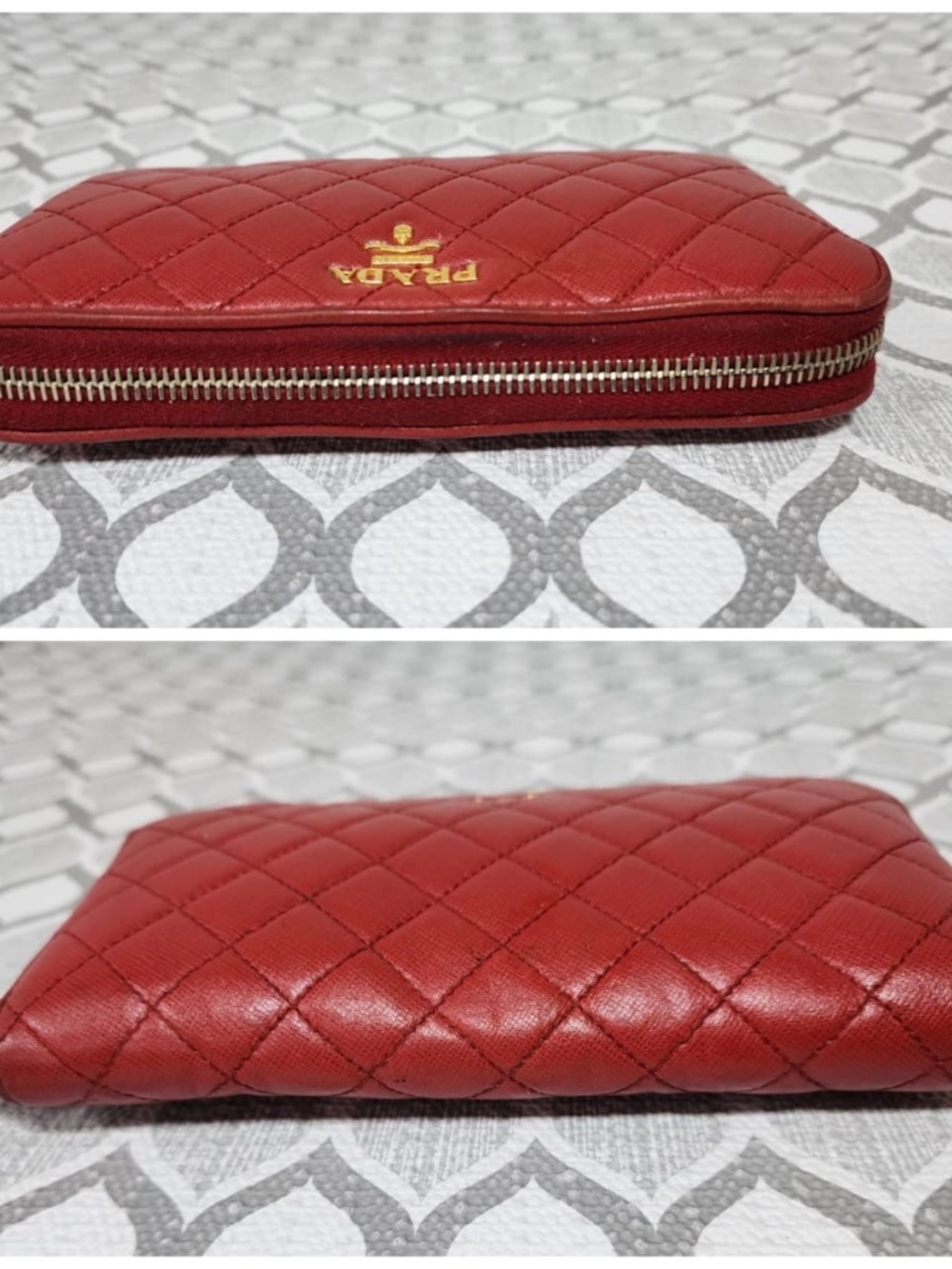 Authentic Prada Quilted Leather Zippy Wallet Red - Picture 9 of 10